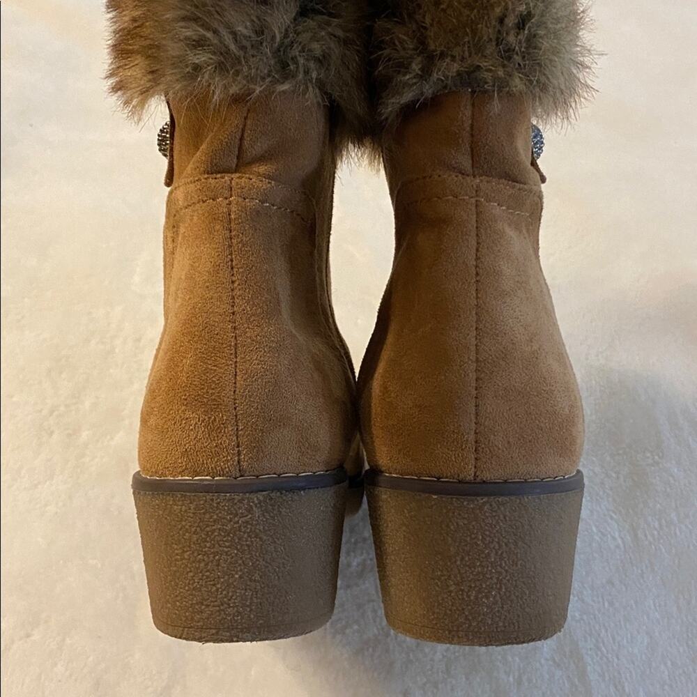 Patrizia by Spring Step Microsuede Faux Fur Wedge Boots 10 - Picture 3 of 8